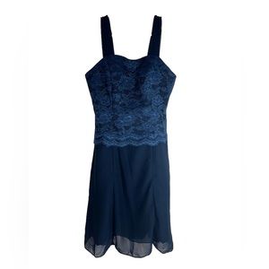 NWT WEDDING DRESS 1/2‎ Top Lace Party Cocktail Navy Formal Dress A-Line Size 2